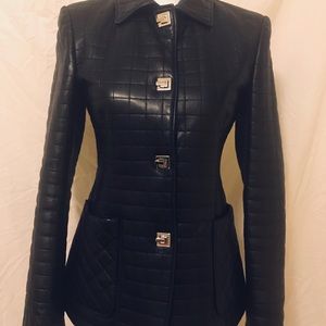 Adrienne Vittadini Black Leather Jacket size 2